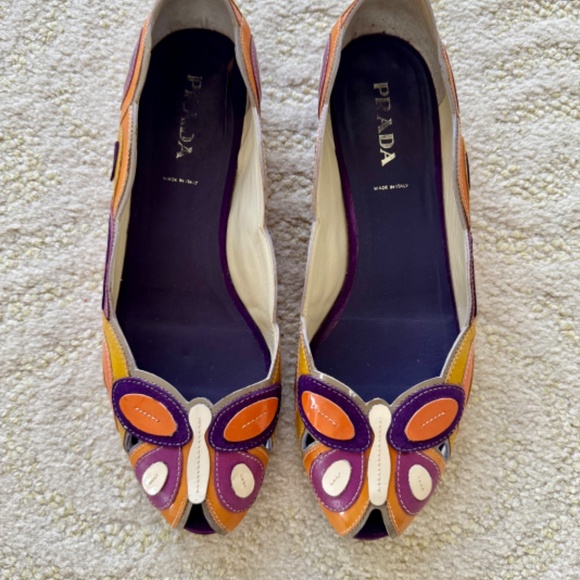 Prada Butterfly Ballet Flats Sz 39 - Picture 1 of 10
